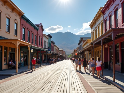 Historic wooden buildings and boardwalks of Virginia City main street