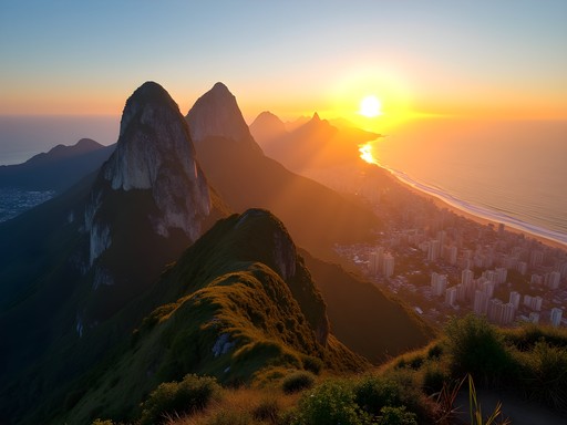 Sunrise view from Two Brothers Mountain (Morro Dois Irmãos) overlooking Ipanema and Leblon beaches
