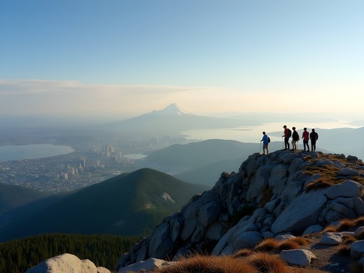 View from Mount Si summit showing Seattle skyline and Cascade Mountains