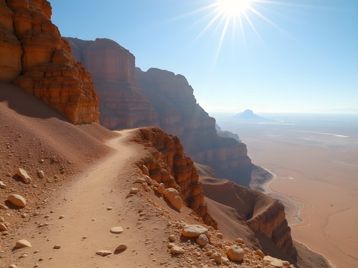 Hiker ascending the steep rocky slope of the Forgotten Peak in Siwa's Western Desert