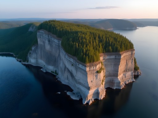 Aerial drone photo of the Sleeping Giant formation showing geological features