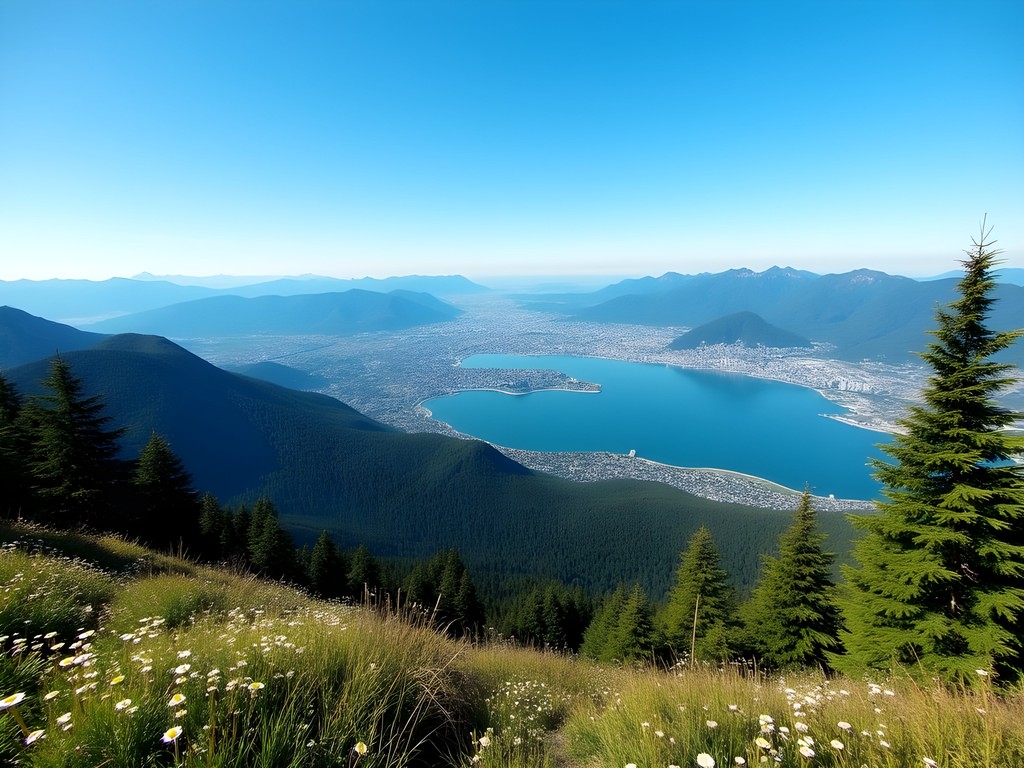 Panoramic view from Dam Mountain Trail on Grouse Mountain