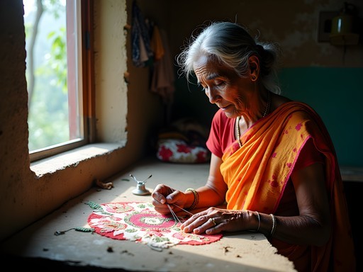 Local artisan demonstrating monsoon-specific textile technique in Western Ghats village