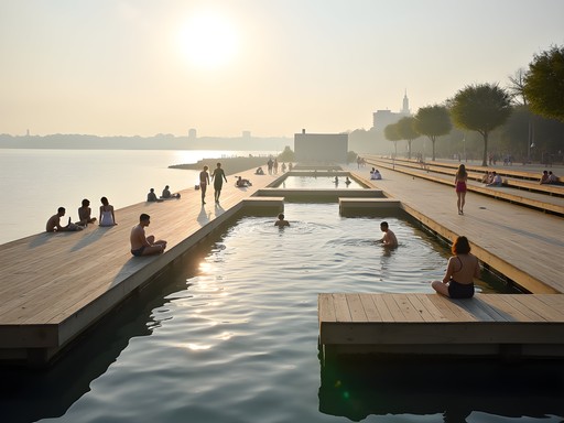 Morning recovery swim at Aarhus harbor bath with city skyline
