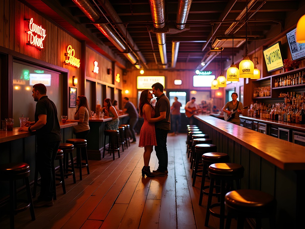 Lively scene inside The White Horse honky-tonk with dancers and live band
