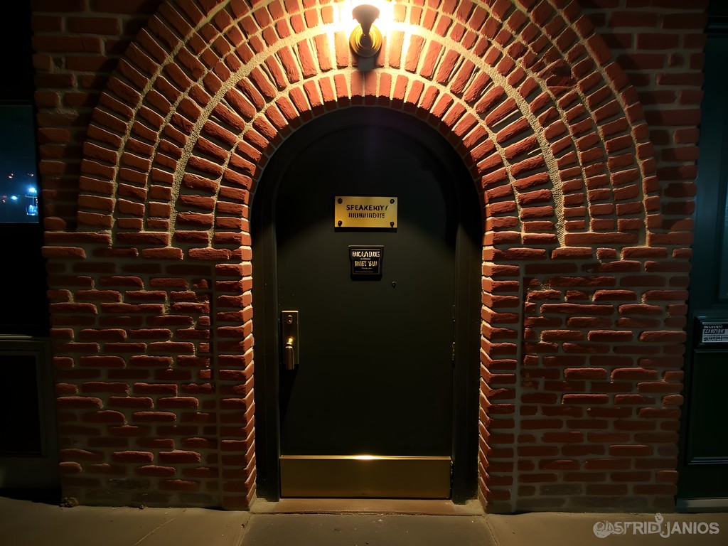 Mysterious unmarked entrance to a Boise speakeasy with subtle signage