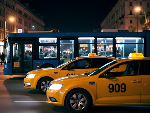 Safe nighttime transportation options in Budapest with official yellow taxis and night buses