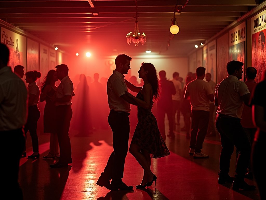 Interior of Tin Tin Deo, Cali's most historic salsa club filled with dancers