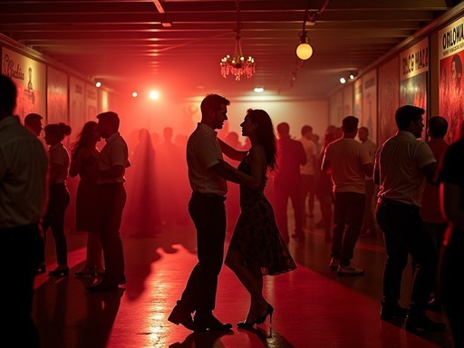 Interior of Tin Tin Deo, Cali's most historic salsa club filled with dancers