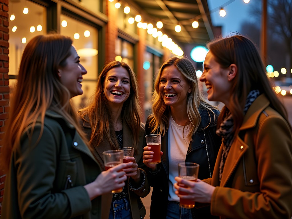 Group of friends enjoying Eau Claire Wisconsin nightlife scene together