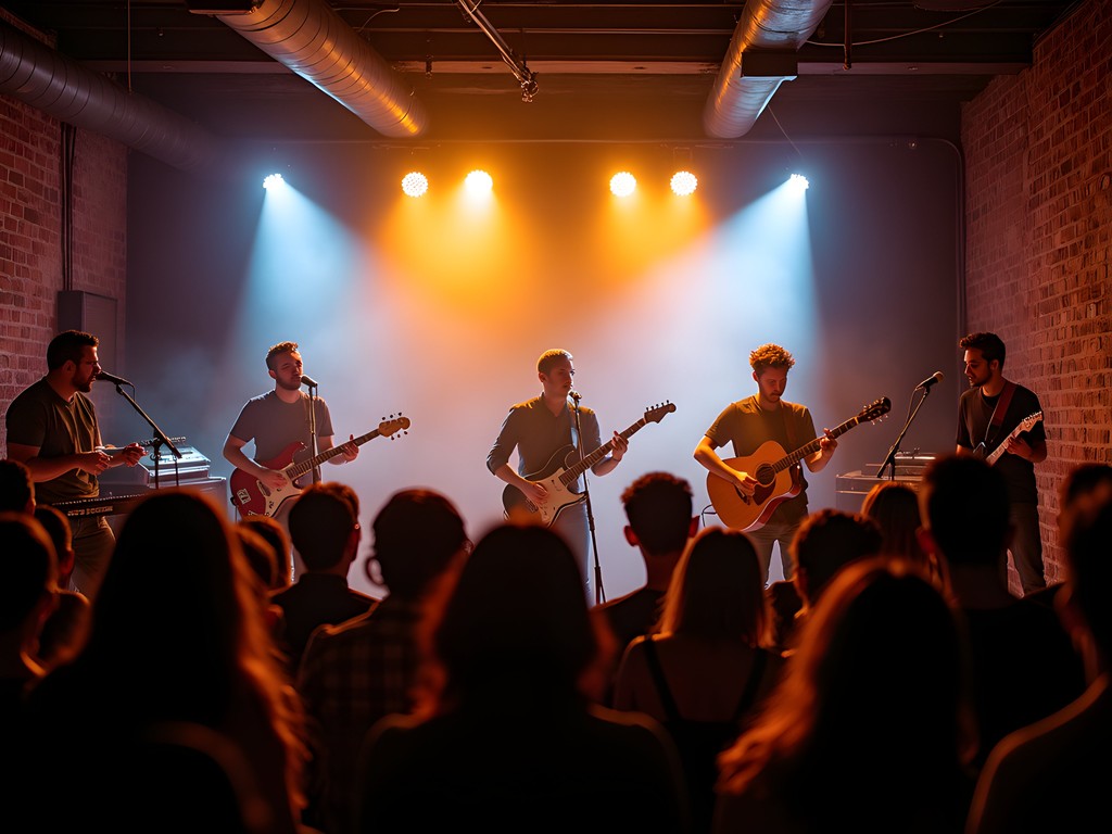 Live indie band performing at intimate Eau Claire Wisconsin music venue