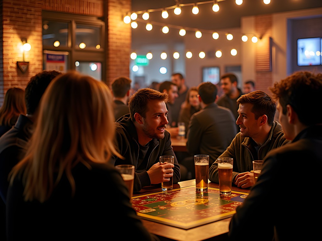 Lively student bar in Ghent with young crowd enjoying Belgian beers and animated conversations