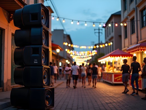 Jamaican street dance with massive sound system speakers