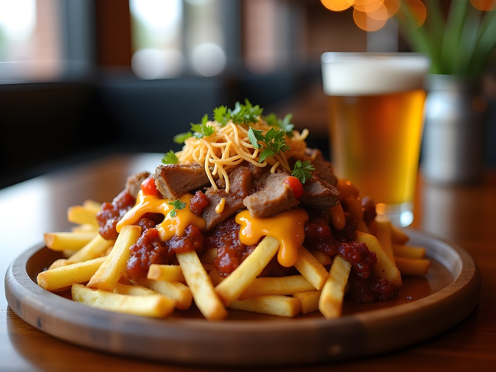 Gourmet loaded fries with pulled pork and cheese at The Brickhouse in Lenexa
