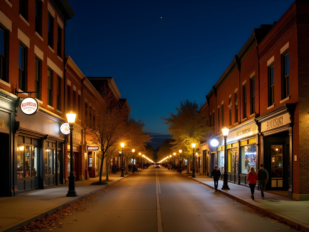 Owensboro Kentucky downtown street at night with bars and restaurants