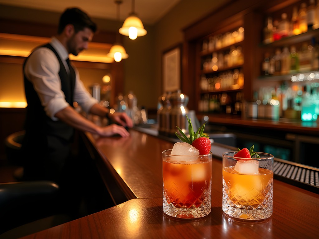 Sophisticated speakeasy interior in Raleigh with craft cocktails being prepared