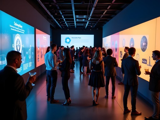 Adults enjoying interactive exhibits at Science Museum of Minnesota's after-hours event
