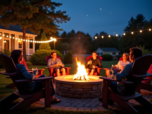 Evening fire pit gathering at Colby Hill Inn near Salem, NH