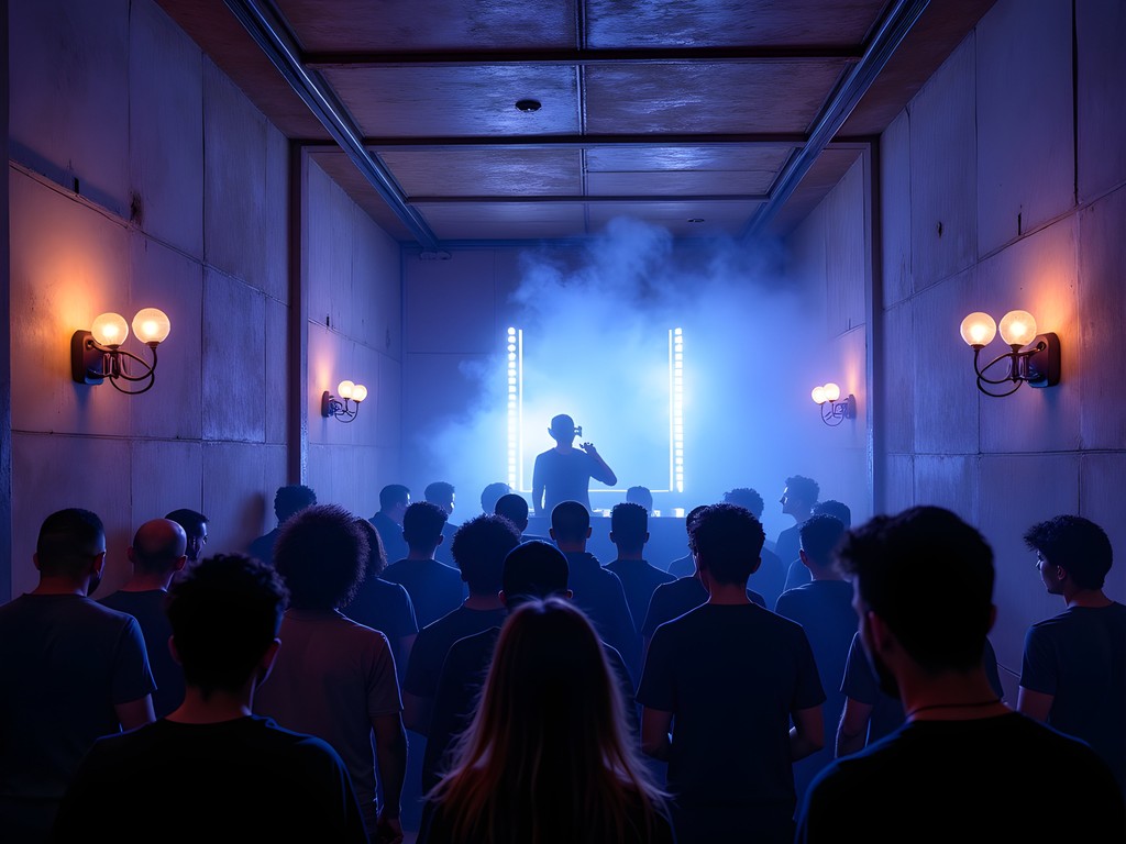 Atmospheric interior of an underground club in Sapporo with unique acoustic design elements