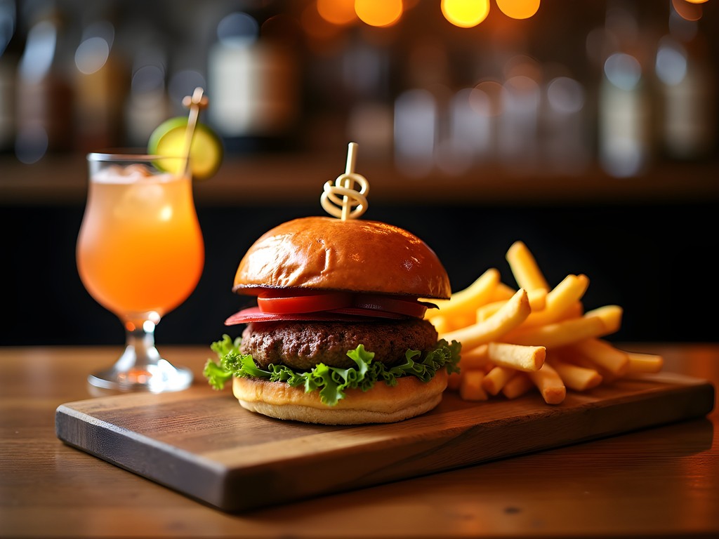 Gourmet late-night burger and cocktails at a trendy St. Louis restaurant
