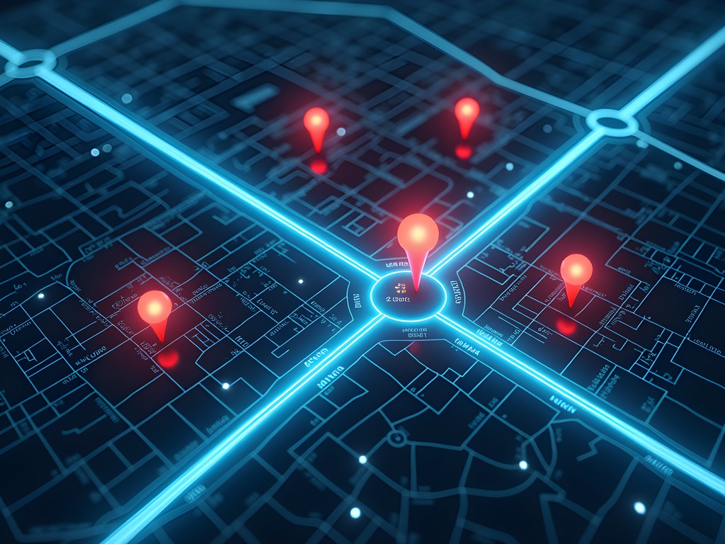 Illuminated map showing key nightlife venues and transportation routes in Warren, Michigan