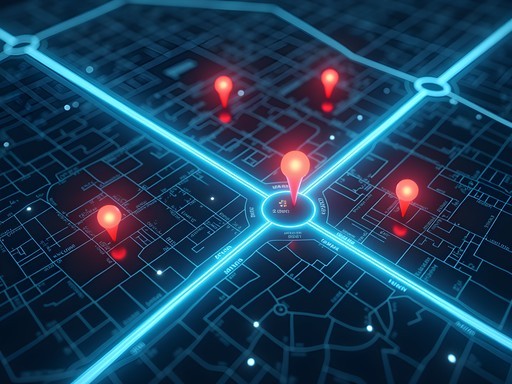 Illuminated map showing key nightlife venues and transportation routes in Warren, Michigan