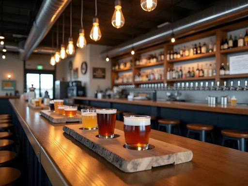 Modern craft brewery taproom with cocktails and beer flights in Warren Michigan