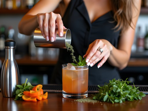 Bartender preparing craft cocktails with fresh ingredients at Warren Michigan neighborhood bar