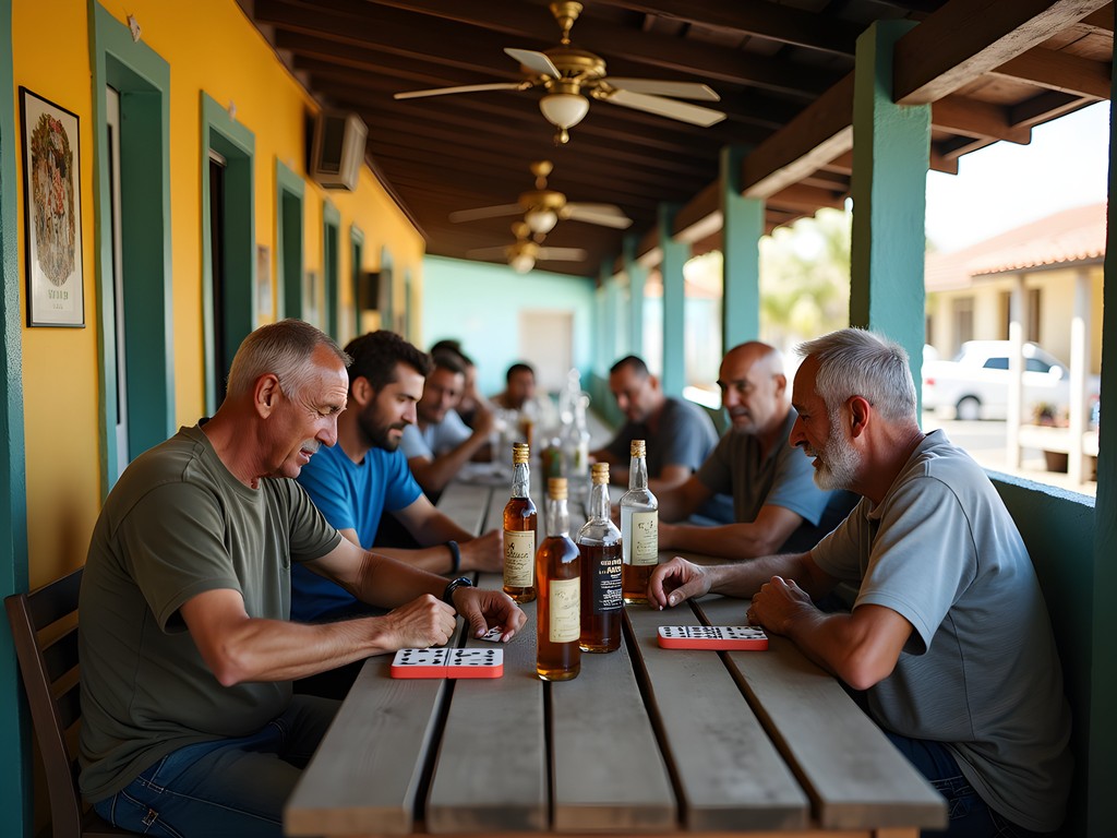 Authentic local 'snek' bar in Curaçao with locals playing dominoes