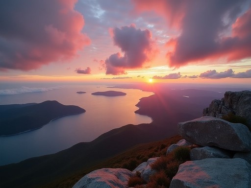 Sunrise view from Cadillac Mountain in Acadia National Park