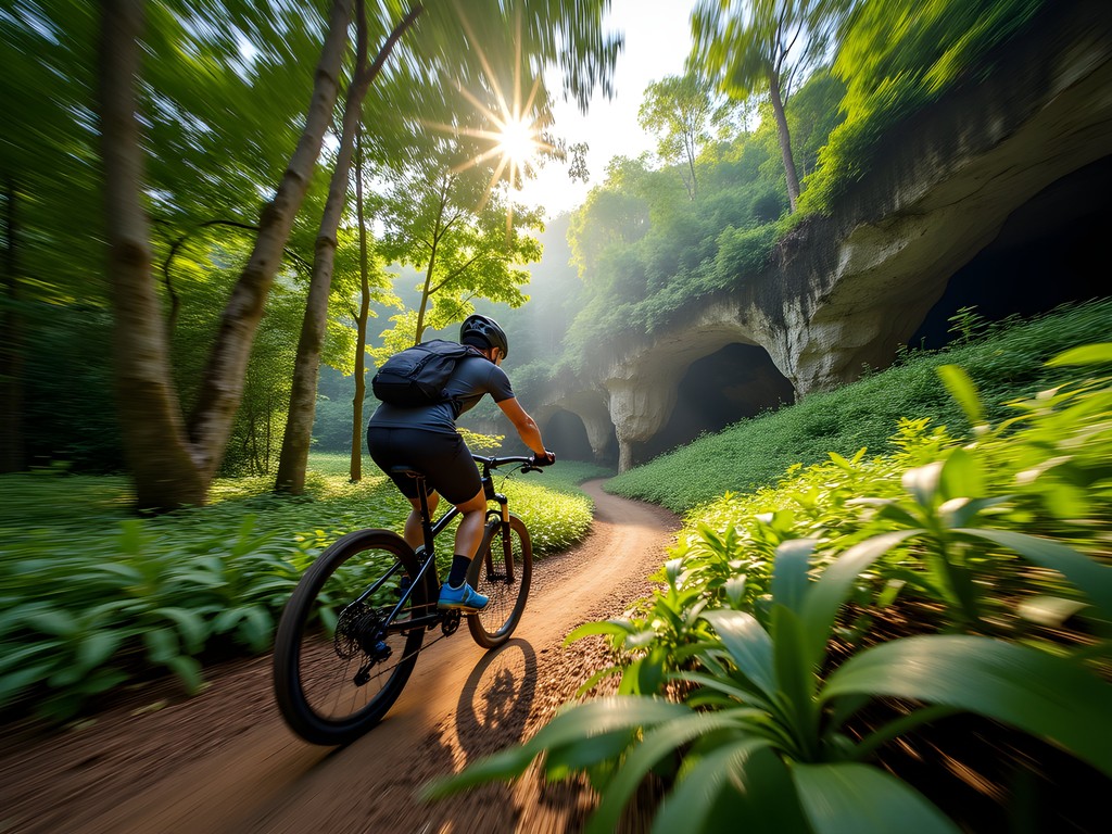 Mountain biking through the lush trails of Julio Enrique Monagas National Park in Bayamón