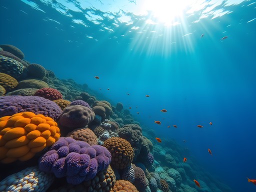 Vibrant coral garden at Flynn Reef with diverse marine life
