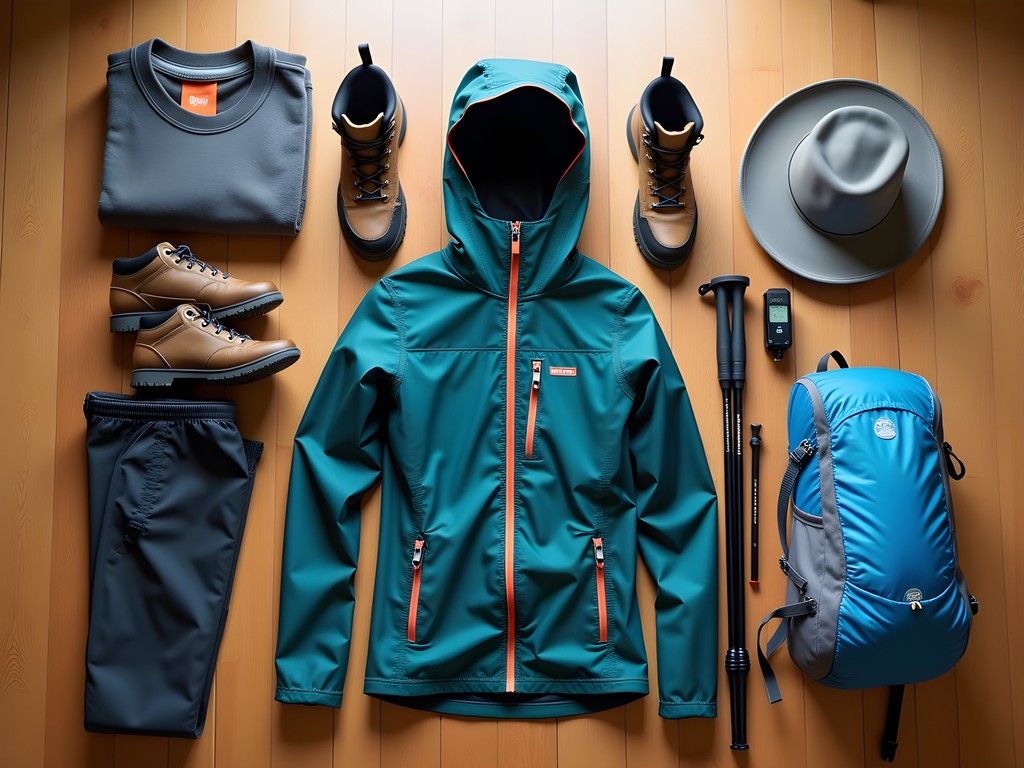 Hiking gear layout for dual-climate trekking in Darjeeling and Corfu