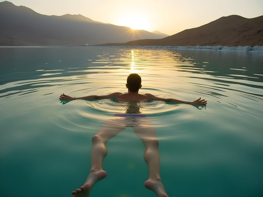 Person floating effortlessly in the mineral-rich waters of the Dead Sea