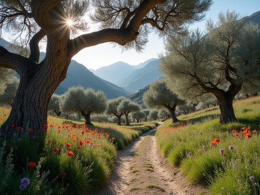 Ancient olive grove along the historic path from Delphi to Kirra