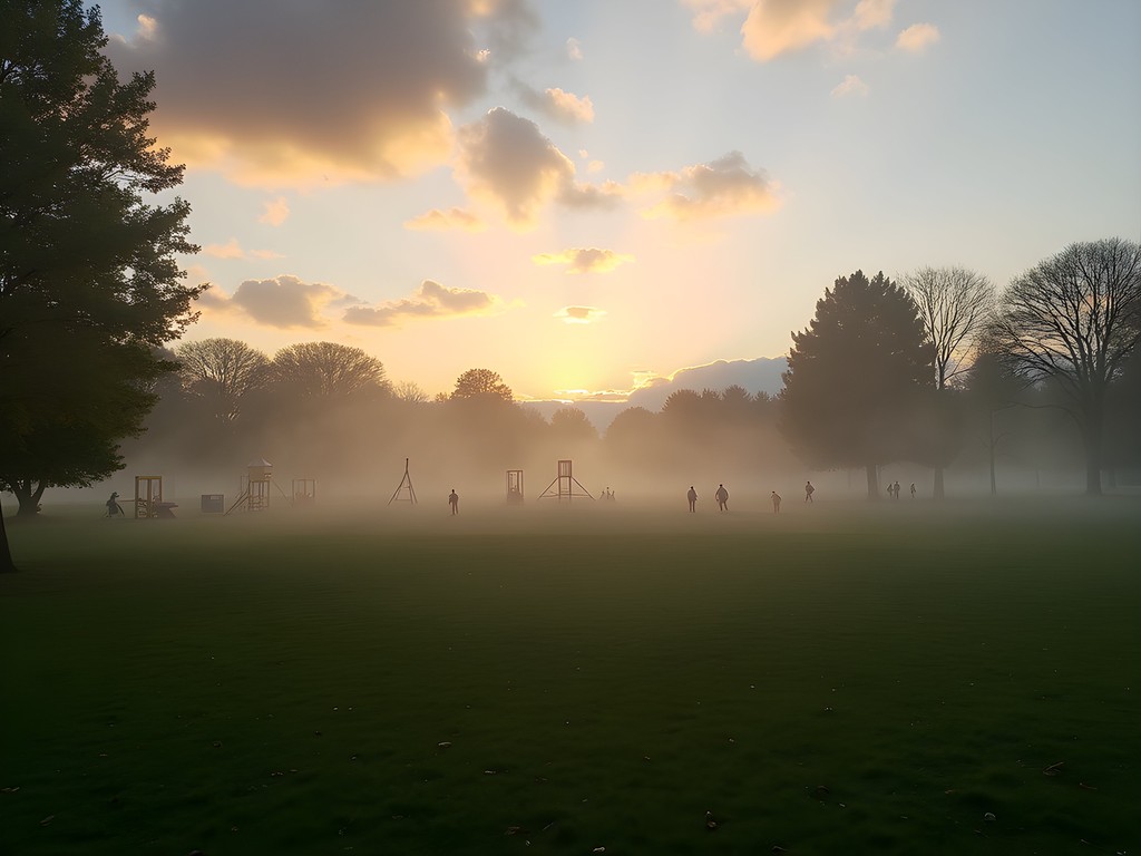 Morning fog lifting at Lakeforest Local Park in Gaithersburg