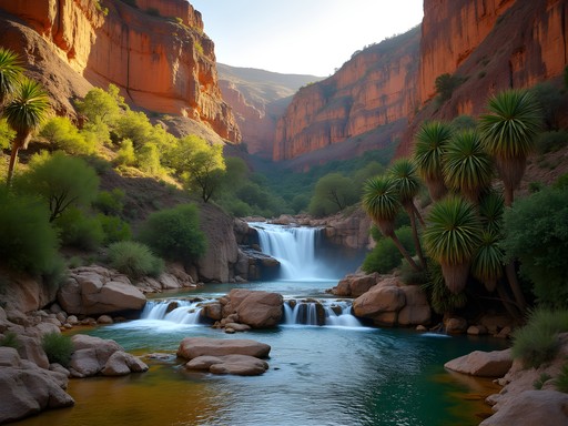 Multi-tiered Cascade des Nymphes waterfall in remote section of Isalo National Park