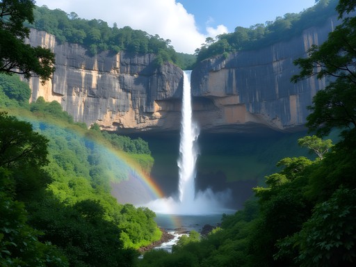 The 83-meter tall Salto de Aguas Blancas waterfall in La Vega, Dominican Republic