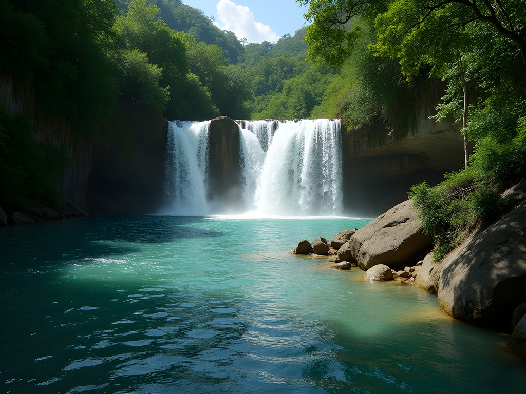 El Salto de La Confluencia where two rivers with different colors meet at a waterfall
