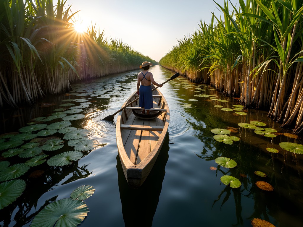 Advanced mokoro poling training in narrow Okavango Delta channels