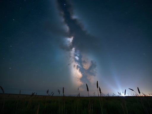 Milky Way galaxy visible over Nebraska prairie landscape near Norfolk