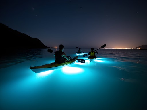 Night kayaking in glowing bioluminescent waters near Puerto Vallarta