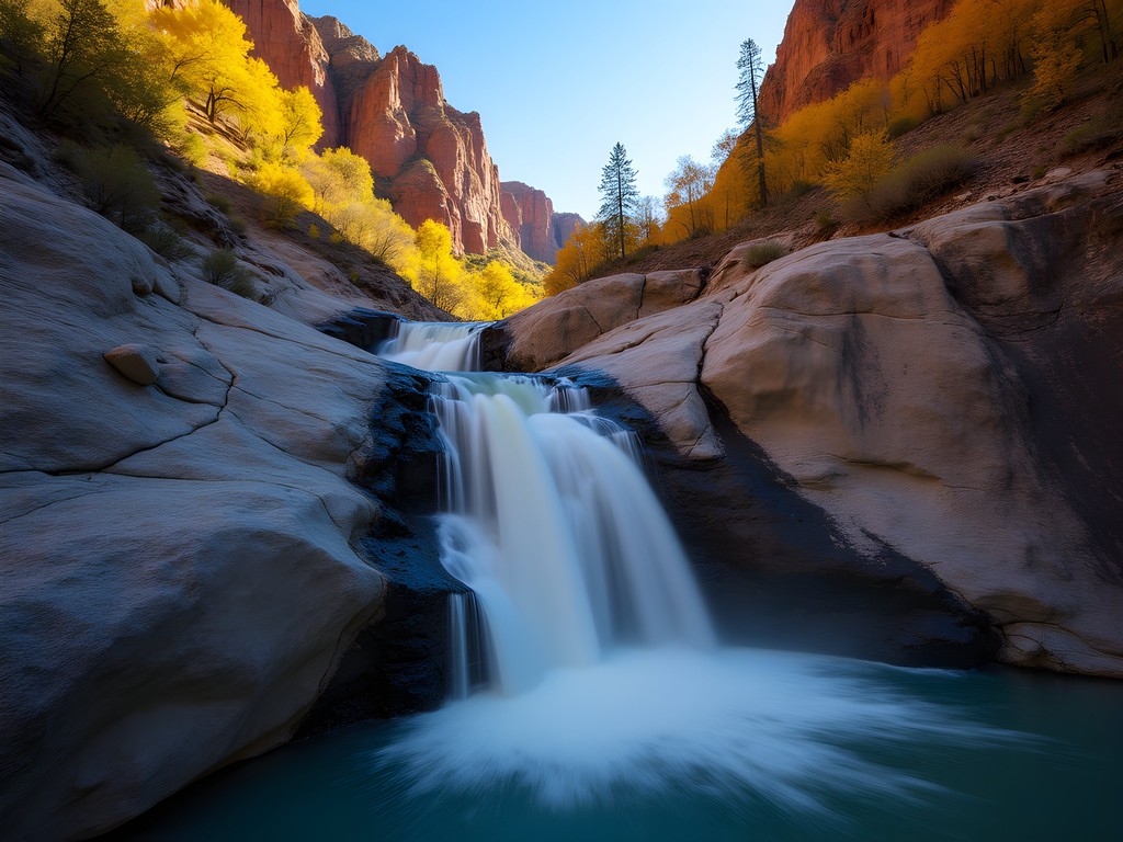 Bell Canyon Waterfall cascading down granite rocks in Sandy, Utah