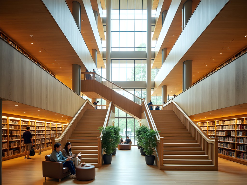 Interior of Oodi Central Library in Helsinki showing biophilic design elements