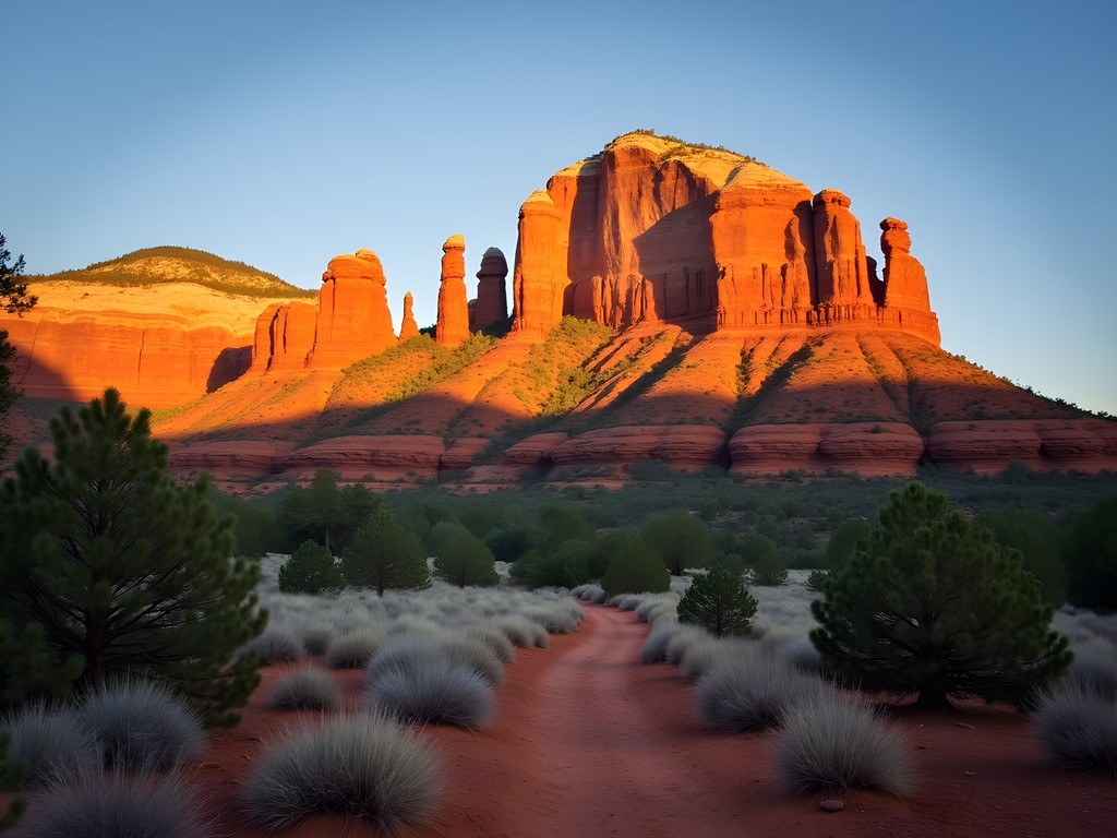 Bell Rock vortex in Sedona at sunrise with red rock formations