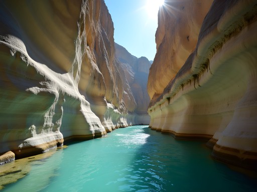 Dramatic limestone canyon walls along Tongue River Trail in Sheridan Wyoming with crystal clear stream