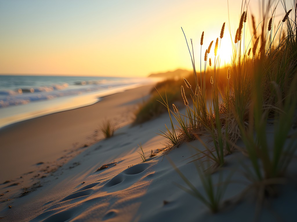 Sunrise over pristine dune system at Island Beach State Park near Toms River
