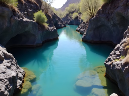 Crystal clear aquamarine waters of Box Canyon Springs in Twin Falls, Idaho