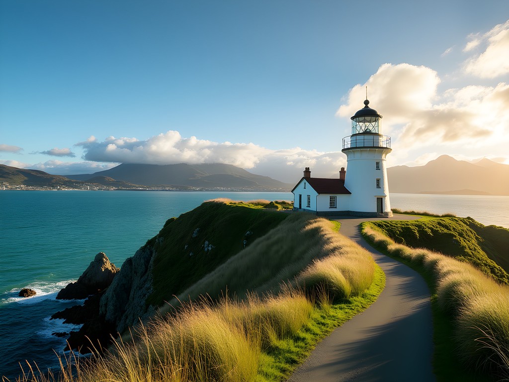 Historic Pencarrow Lighthouse overlooking Wellington Harbor entrance
