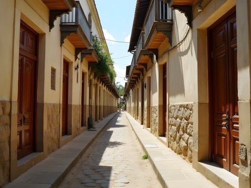 Historic narrow streets of Stone Town with traditional Zanzibari carved doors